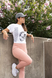 This black and white t-shirt with new bison logo is about to become your new streetwear workout tee for women. #color_white