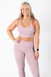 These women's cargo gym leggings with pockets provide the function and support you need for any workout.  #color_dusty-lavender