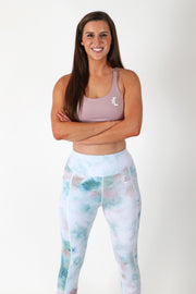 1Enemy's white and blue tie-dye sports leggings have pockets to carry all your essentials! #color_vanilla-sky