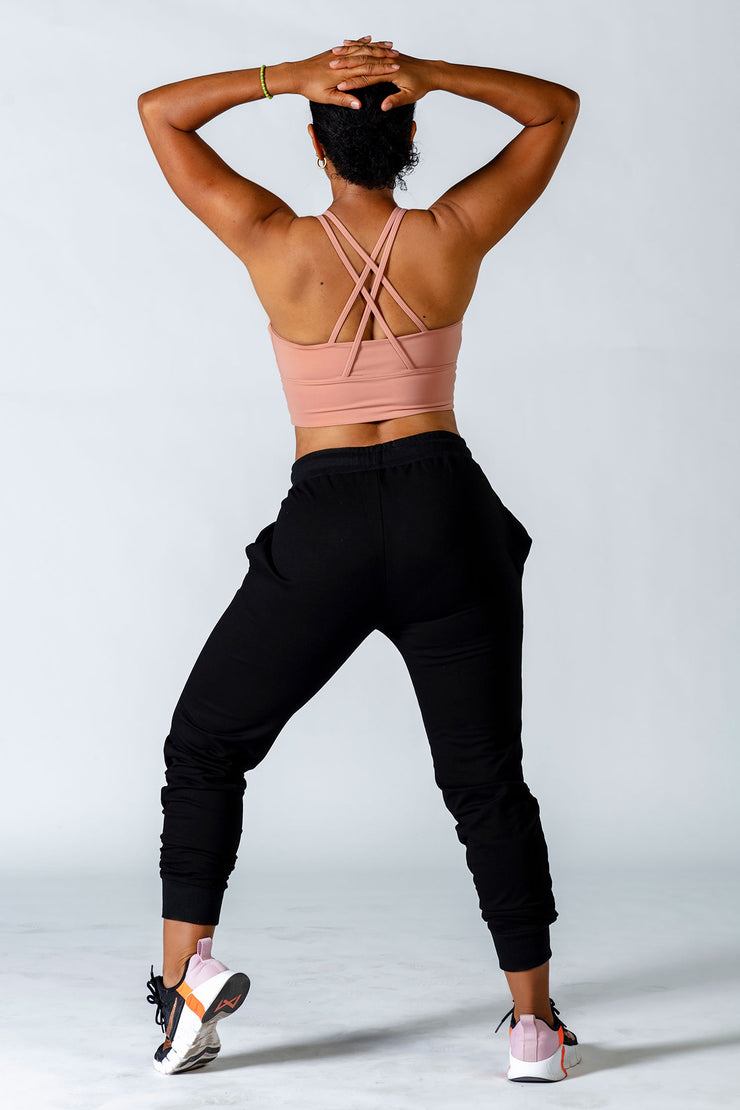 These black joggers are super comfortable and have long pockets to carry all your essentials.   