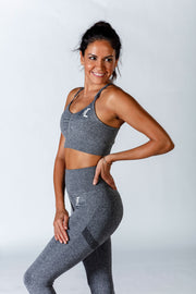1Enemy's grey thin strap workout sports bra provides optimal comfort and support for all your high impact workouts. #color_grey