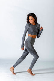 1Enemy's seamless workout leggings have mesh details to enhance breathability and comfort.    #color_grey