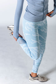 1Enemy's new blue camo gym leggings are the best workout leggings for women. These high waisted  gym leggings provide the right amount of support for your workout.