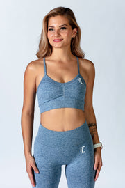 1Enemy's workout sports bra in blue is the perfect sports bra for everyday wear. Its thin adjustable straps allow for this scrunch bra to adapt to you! #color_blue