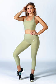 1Enemy's cargo gym leggings with pockets are high waisted leggings with fashion and function.  #color_green-matcha-latte