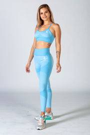 1Enemy's blue contour gym leggings provide comfort and support for your workout. These seamless workout leggings have a high waistband and contour effect that leaves your feeling confident during your workout. #color_carolina-blue
