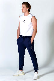 Some of the best joggers for men are 1Enemy's original joggers. With the deep pockets to carry your essentials, the soft, durable material, and drawstring waistband, you won't want to ever take them off.  #color_navy-blue