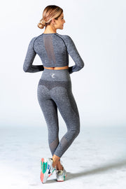 1Enemy's high waisted workout leggings provide comfort and durability for any workout. #color_grey