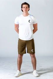 1Enemy's green athletic shorts for men were designed for performance and durability. These athletic shorts are able to withstand any workout or hangout. #color_army-green