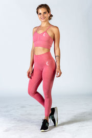 1Enemy's high waisted scrunch butt gym leggings provide optimal support and confidence for your workout. #color_coral