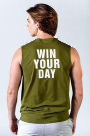 With the soft cotton blend material and sleeveless design,1Enemy's workout tanks for men are built to last. #color_army-green