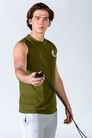 These workout tank tops for men are made from a soft cotton blend designed to provide comfort and support for your workout.   #color_army-green