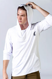 1Enemy's white workout  hoodie for men is soft and durable enough to withstand any workout or hang out. With a cool textured back, you will stand out from the crowd.   #color_white