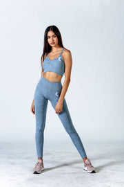 1Enemy's high waisted, scrunch-butt gym leggings are some of the best workout leggings for women because of their comfort and durability. #color_blue