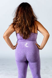 1Enemy's high waisted  contour gym leggings feature pixelated contour lines to enhance shape, and a high waistband to provide maximum tummy control and support #color_purple