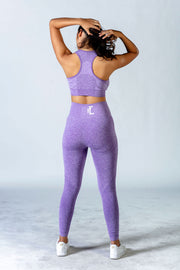 1Enemy's purple high waisted gym leggings are built for performance. Made of a soft and durable fabric with pixelated contour lines that enhance every shape.   #color_purple