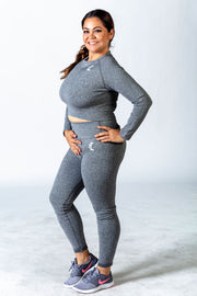 1Enemy's ribbed contour gym leggings offer a contouring effect for your frame, while keeping you supported in every activity. #color_grey