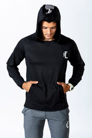 1Enemy's black workout  hoodie is made of a lightweight and durable material to provide comfort and support. The textured back detailing gives this hoodie a cool and unique look. #color_black