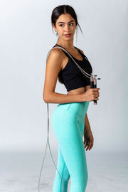1Enemy's high waisted workout leggings offer support, while the seamless ribbed texture adds flexibility for your workout. #color_light-green