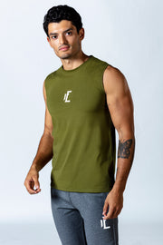 These workout tank tops for men are fitted in all the right places, but still provide freedom of movement and range of motion. These gym tanks are built to last.   #color_army-green