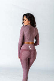 1Enemy - Seamless Mesh Long Sleeve Thumbhole Crop Top#color_burgundy