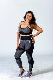 1Enemy - High-Waist Seamless Contour Sports Leggings#color_black-grey-wave
