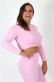 1Enemy's ribbed crop top is made from soft and durable fabric. Perfect for training during those winter months.   #color_baby-pink