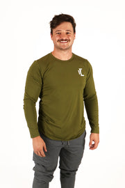 The long sleeve workout tee shirts by 1Enemy are the perfect addition to any fitness apparel.   #color_army-green