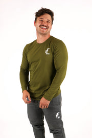 1Enemy's long sleeve shirts are built to last. Featuring the 1Enemy logo and form-fitting material, you are sure to stand out wherever you go.  #color_army-green