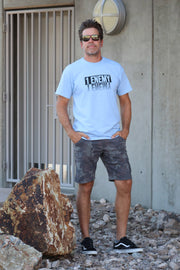 1Enemy's bold font reflection t-shirt for men is a perfect addition to any gym regimen. This carolina blue and black t-shirt is comfortable and versatile.#color_carolina-blue